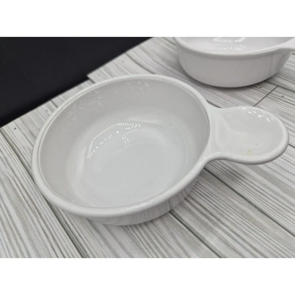 Set of 2 CorningWare Grab-It Bowls 15oz White P-150-B Handles No Lids Vintage